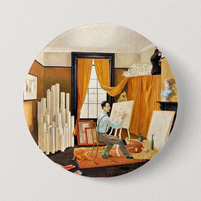 Edward Bawden som arbetar i sitt Studio Knapp (Framsida)