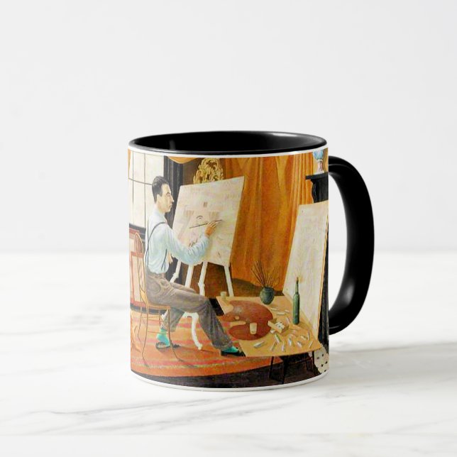 Edward Bawden som arbetar i sitt Studio Mugg (Framsida höger)