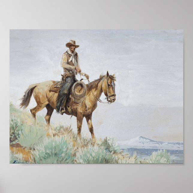 Edward Boreins monterade Rider Western Art Poster (Framsidan)