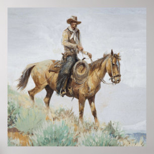 Edward Boreins monterade Rider Western Art Poster