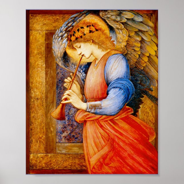 Edward Burne-Jones - Angel spelar en Flageolet Poster (Framsidan)