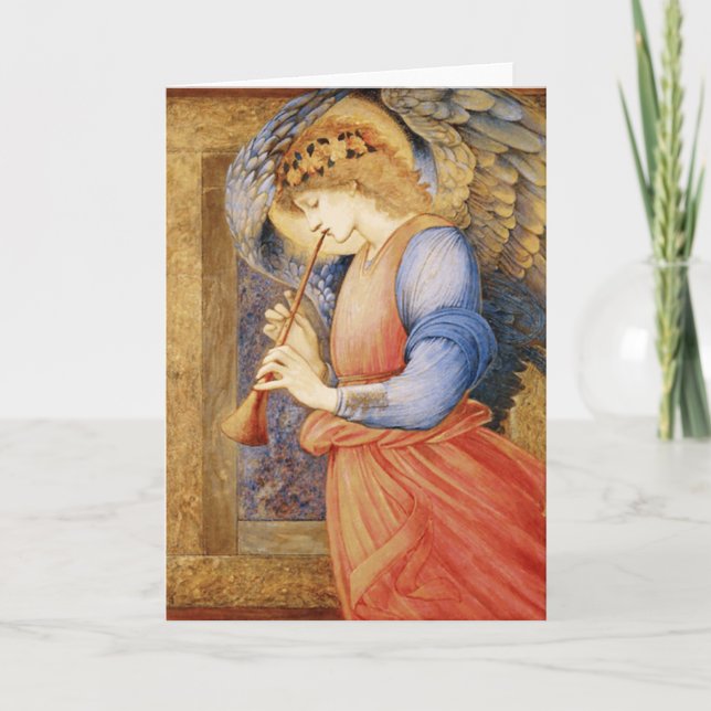 Edward Burne-Jones - En ängel spelar en flageolett Helgkort (Framsida)