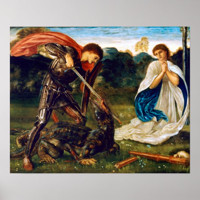 Edward Burne-Jones Fight St. George Dödas Dragon Poster (Framsidan)