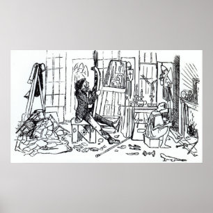 Edward Burne-Jones på arbete i hans studio Poster