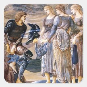 Edward Burne-Jones Perseus och havsnymphsna Fyrkantigt Klistermärke