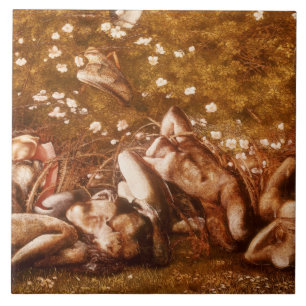Edward Burne-Jones-Study for the Sleeping Knight Kakelplatta