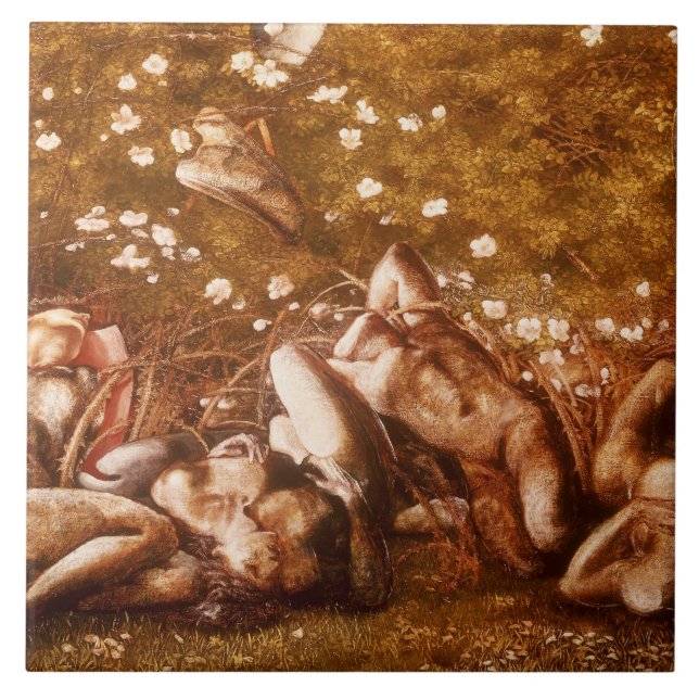 Edward Burne-Jones-Study for the Sleeping Knight Kakelplatta (Framsidan)