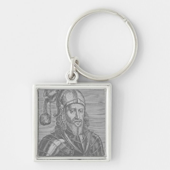 Edward den svart princen fyrkantig silverfärgad nyckelring (Framsidan)