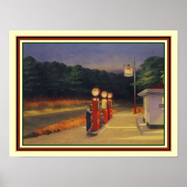 Edward Hopper "Gas" 1940 12x16 Poster (Framsidan)