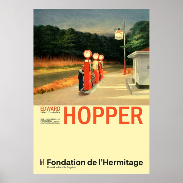 Edward Hopper Gas Minimalist Exhibition Art Poster (Framsidan)