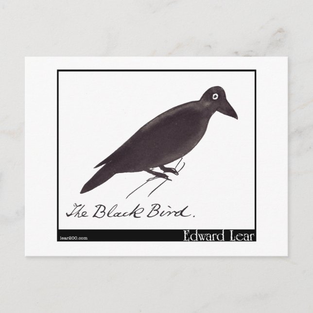 Edward Lear's Black Bird Vykort (Framsida)