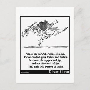 Edward Lear's Old Person of Ischia Limerick Vykort