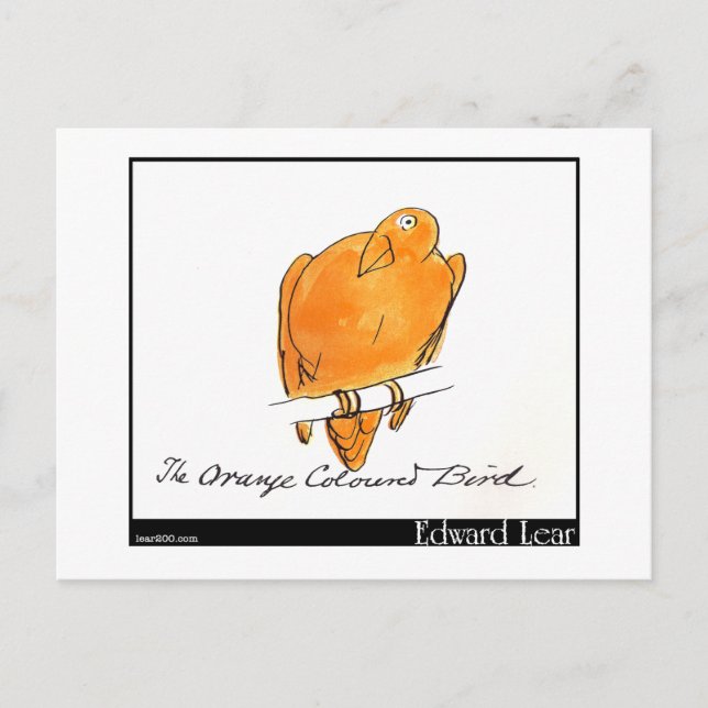 Edward Lear's Orange-Färgad Bird Vykort (Framsida)
