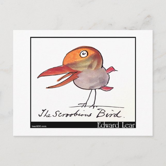 Edward Lear's Scroobious Bird Vykort (Framsida)