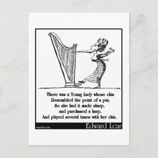 Edward Lear's Young Dam vars chin Limerick Vykort