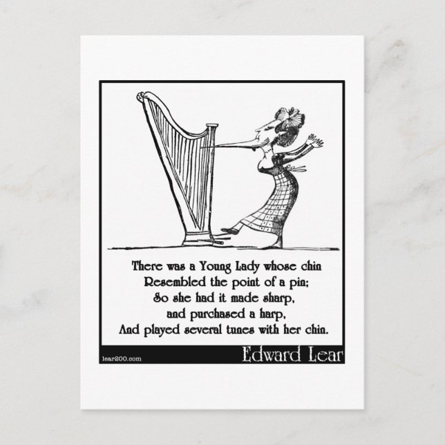 Edward Lear's Young Dam vars chin Limerick Vykort (Framsida)
