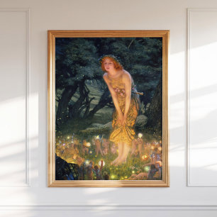 Edward Robert Hughes Midsommar Kväll Fairy Paintin Poster