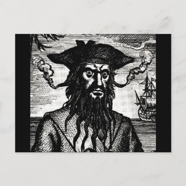 Edward Teach Porträtt Vykort (Framsida)