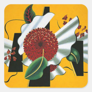 Edward Wadsworth, Dahlias, berömd-målning Fyrkantigt Klistermärke