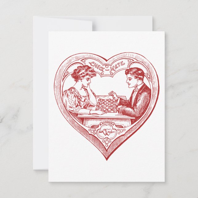 Edwardian Chess Players Valentine Julkort (Framsida)