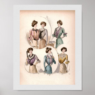 Edwardian Dam Vintage Mode Illustration Poster