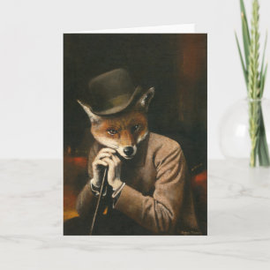 Edwardian gentleman Fox Hälsning Card Kort
