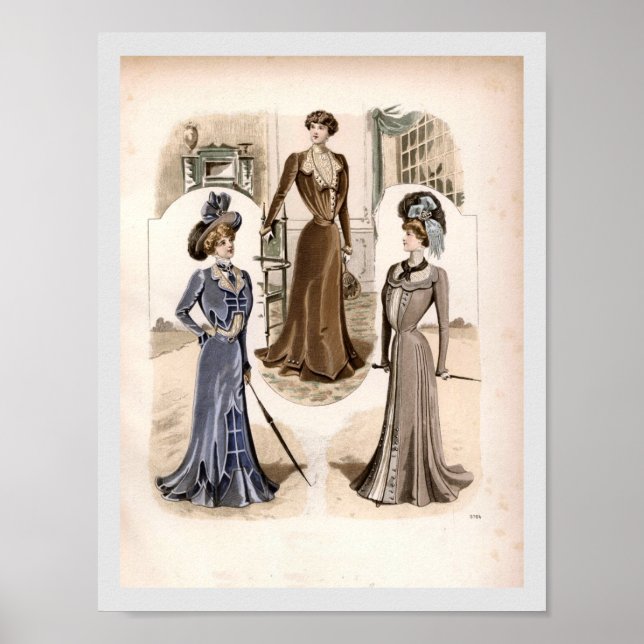 Edwardian Glam Vintage Mode Illustration Poster (Framsidan)