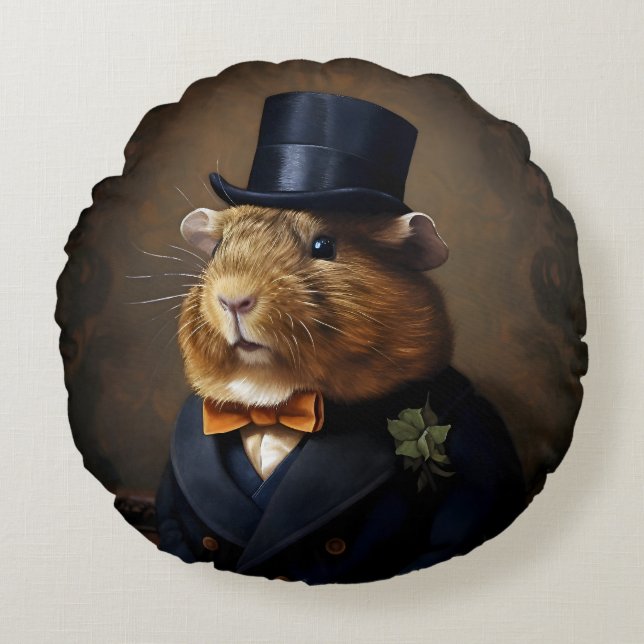 Edwardian Guinea Gris gentleman Rund Kudde (Framsidan)