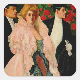 Edwardian Mode Fyrkantigt Klistermärke