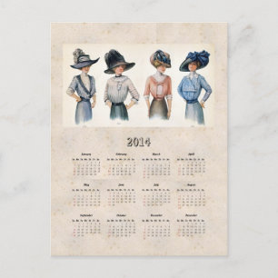 Edwardian Mode Pocket Calendar 2014 Vykort