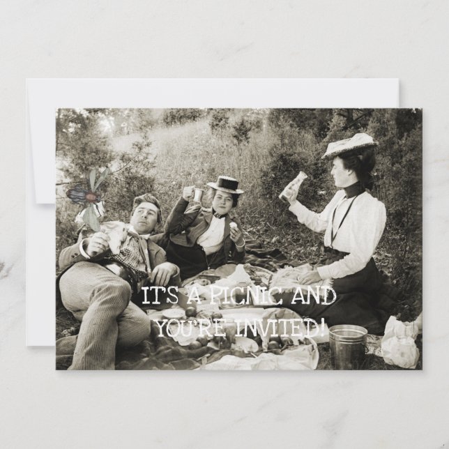 EDWARDIAN PERIOD PICNIC FUNNE FLY MAN BAAUTY KVINN INBJUDNINGAR (Framsida)