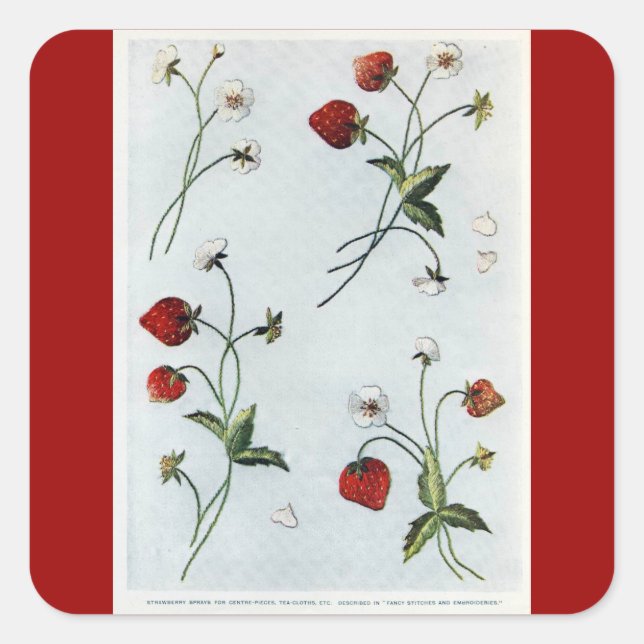 Edwardian Strawbär Sticker Fyrkantigt Klistermärke (Framsida)