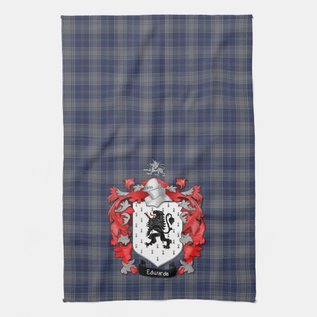 Edwards Family Crest och Tartan Kökshandduk (Vertikal)