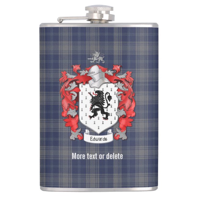 Edwards Family Crest och Tartan Play Fickplunta (Framsidan)