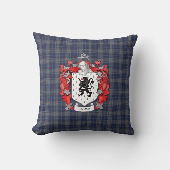 Edwards Family Crest och Tartan Play Kudde (Framsida)