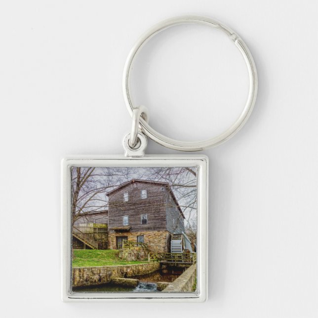 Edwards Mill Keychain Fyrkantig Silverfärgad Nyckelring (Framsidan)