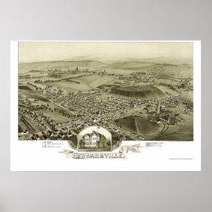Edwardsville, PA Panoramic Karta - 1892 Poster