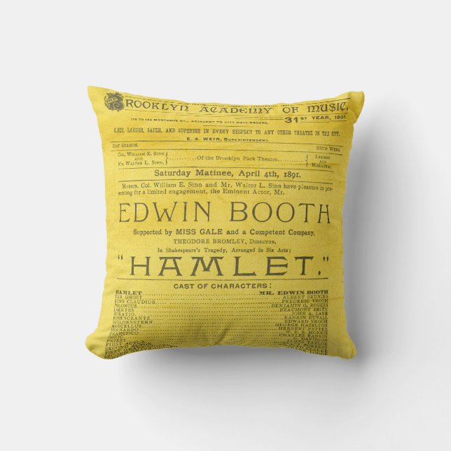Edwin Booth Hamlet-program Kudde (Framsida)