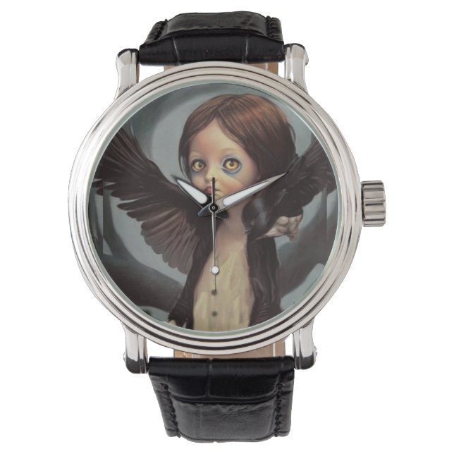 Edwin gotisk svart kråka grunge armbandsur (Framsida)