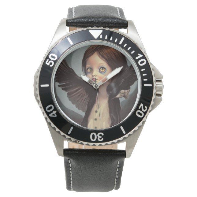 Edwin gotisk svart kråka grunge armbandsur (Framsida)