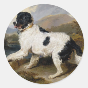 Edwin Henry Landseer Lejonare A Newfoundland Hund Runt Klistermärke