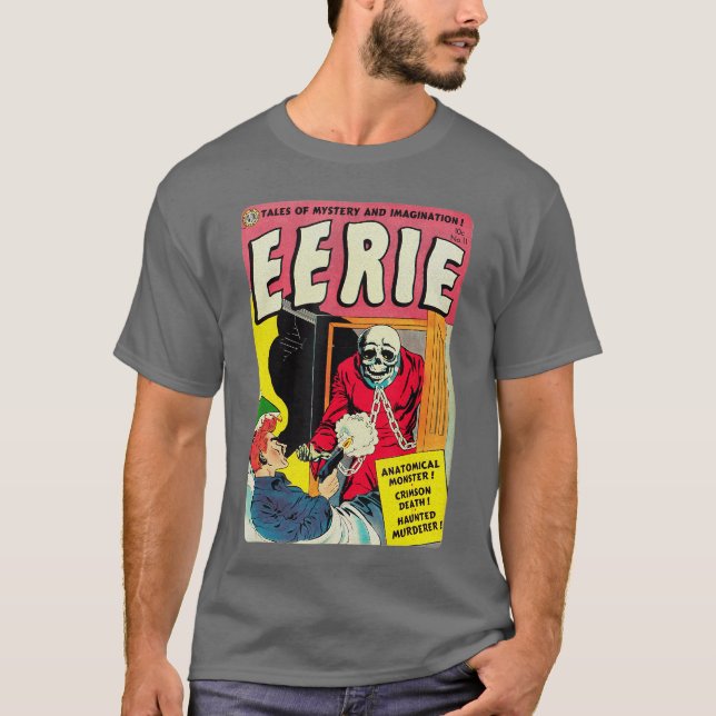 Eeerie Classic Monster Poster Horror Comic Book gi T Shirt (Framsida)