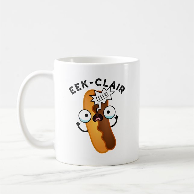 Eek-clair Funny Eclair Pun Kaffemugg (Vänster)