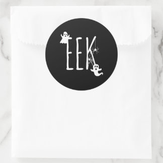 EEK Halloween Ghost Skräck Tema & Spindel Svart Runt Klistermärke