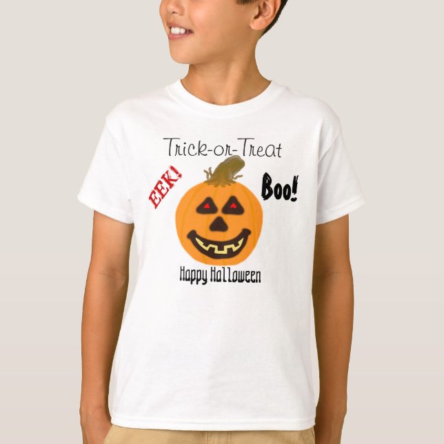 EEK Halloween Smiling Pumpkin Trick eller Treat Bo Tee (Framsida)