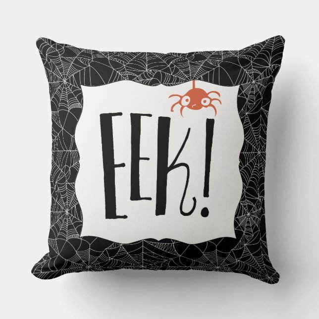 "Eek! "Läskig gullig spindelHalloween design Kudde (Framsida)