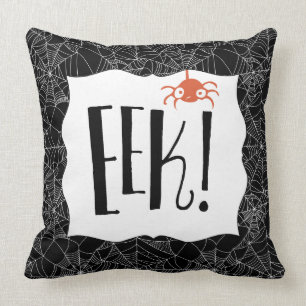 "Eek! "Läskig gullig spindelHalloween design Kudde