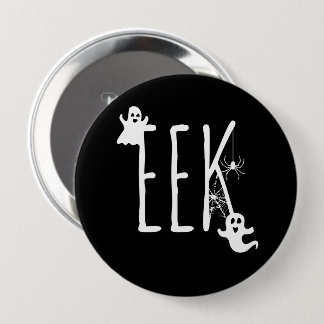 EEK! Spöken & Spindel Halloween Vit på Svart Knapp