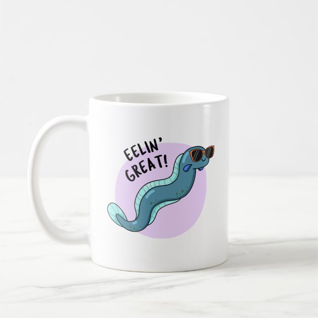 Eelin Underbar Funny Slippery Eel Pun Kaffemugg (Vänster)