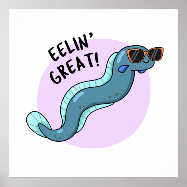 Eelin Underbar Funny Slippery Eel Pun Poster (Framsidan)